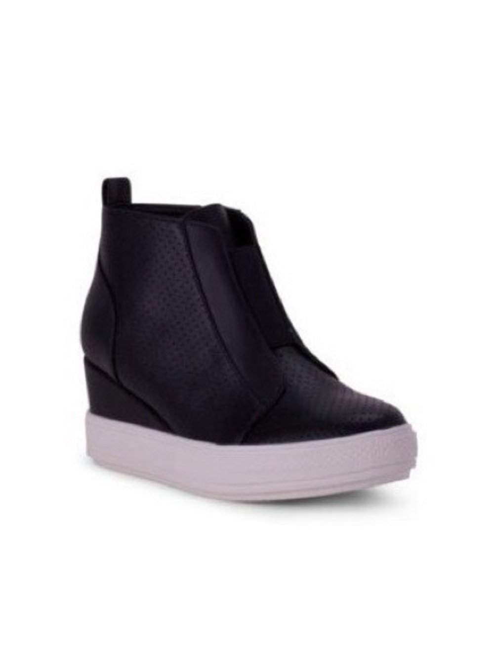 MIA Cristie Black Wedge Sneaker Boot with White Platform faux leather size 7